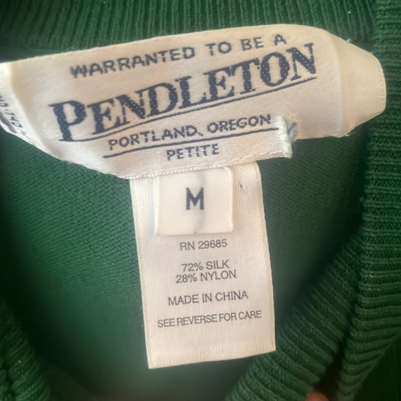 Vintage Pendleton Forest Green Turtleneck Silk Knit Sweater size Petite M - Picture 2 of 5